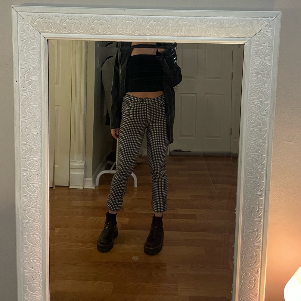 Anthropologie crop flare gingham pants